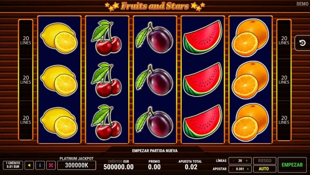Fruits and Stars demo reels before starting