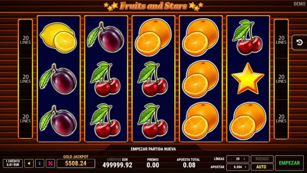 Estrella Scatter en la demo de Fruits and Stars